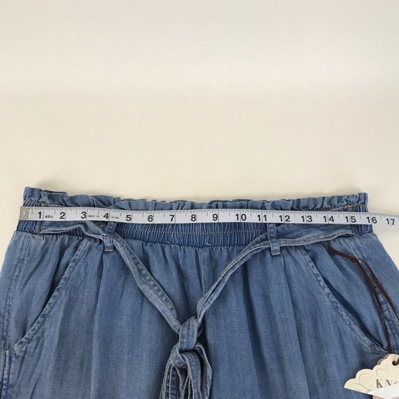 NEW Knox Rose Chambray Wide Leg Pants Women's Large Pull-On High Waist Pockets - Picture 4 of 9